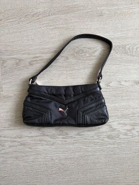 Puma Black Shoulder Clutch with Logo Accent